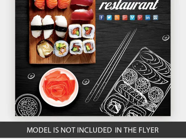Illustrated Modern Sushi Restaurant Flyer Template 1
