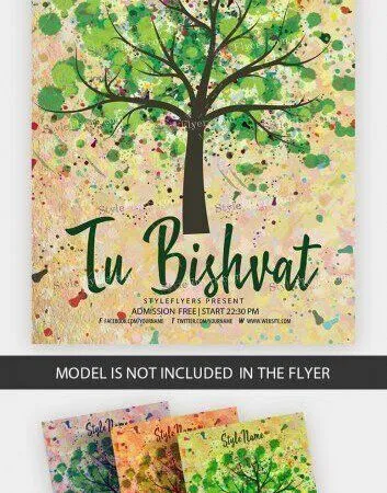 Illustrated Modern Tu BiShvat Flyer Template 1