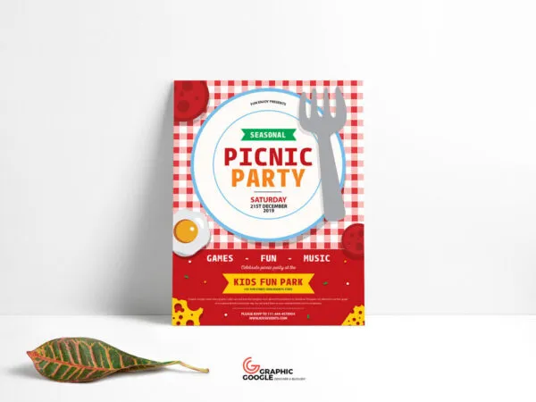 Illustrated Picnic Party Flyer Template 1
