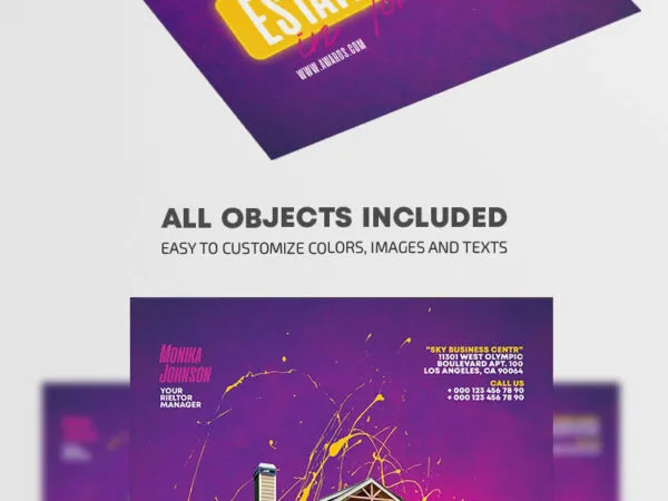 Illustrated Playful Estate Agency Flyer Template 1