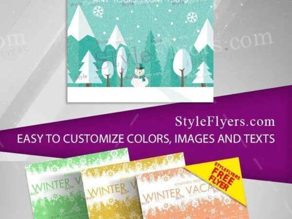 Illustrated Snowy Winter Vacation Flyer Template 1