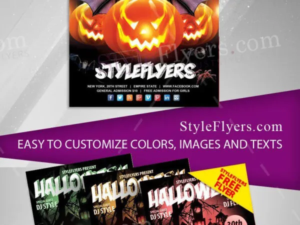 Illustrated Spooky Halloween Flyer Template 1
