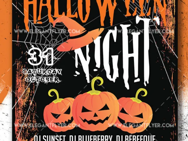 Illustrated Spooky Halloween Flyer and Facebook Cover Template 1