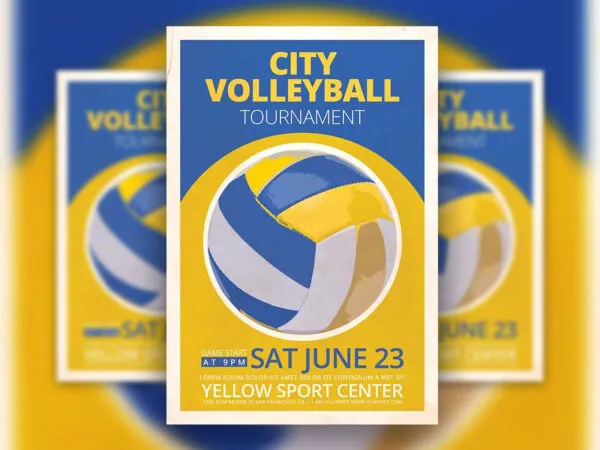 Illustrated Volleyball Flyer Template 1
