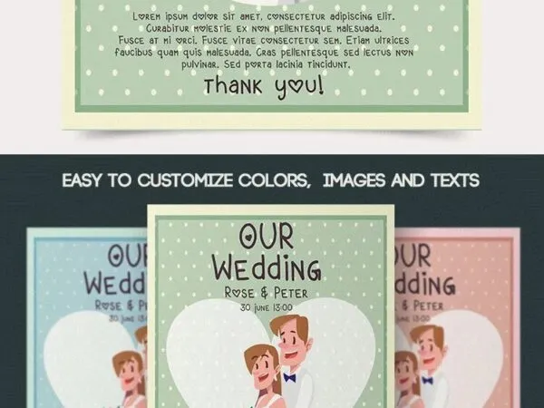 Illustrated Wedding Day Flyer and Facebook Event Cover Template 1