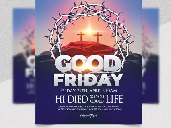 Illustrated and Bold Good Friday Flyer Template 1