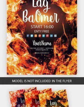 Illustrated and Fire Lag Baomer Flyer Template 1