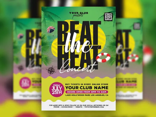 Illustrative Beach Party Flyer Template 1