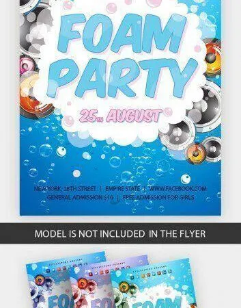 Illustrative Bubbly Foam Party Flyer Template 1