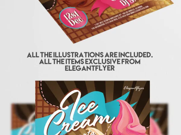 Illustrative Chocolate Ice Cream Party Flyer Template 1