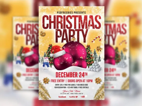 Illustrative Christmas Party Flyer Template 1