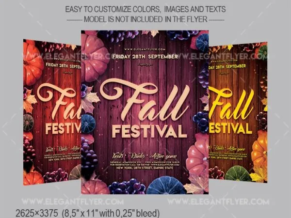 Illustrative Fall Festival Flyer Template and Facebook Cover 1