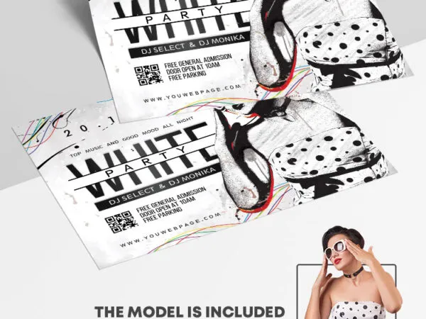 Illustrative Grunge White Party Flyer Template 1