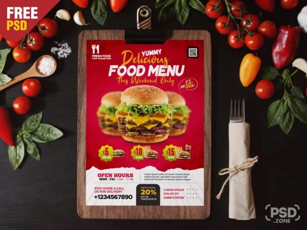 Illustrative Restaurant Menu Flyer Template 1