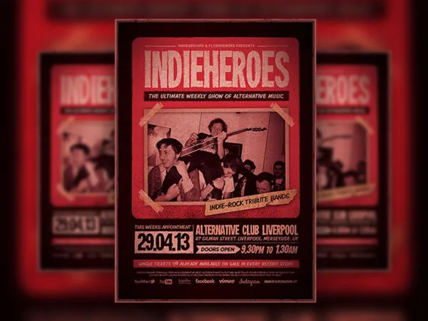 Indie Flyer Template with Vintage Theme and Black Borders 1
