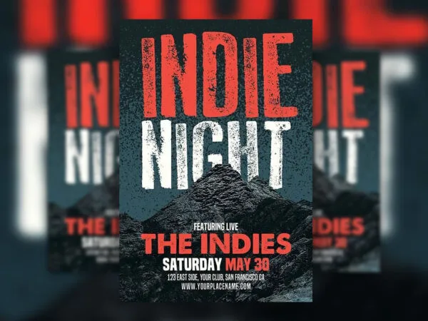 Indie Night Flyer Template Featuring Rock Mountain 1