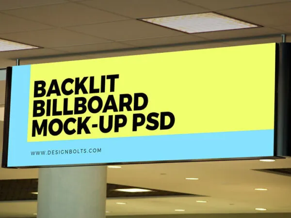 Indoor Backlit Basement Billboard Mockup 1
