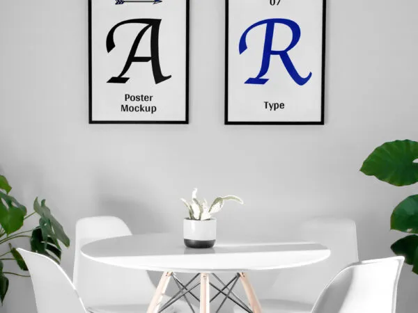 Indoor Black Frame Poster Mockups 1