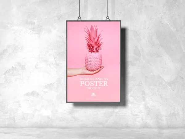 Indoor Hanging Poster with Two Strings Mockup 1