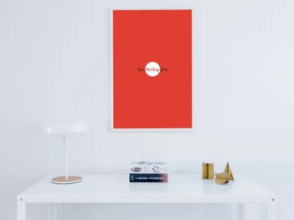 Indoor Photo Frame Hung on the Wall Mockup Front View 1