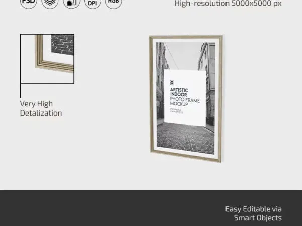 Indoor Photo Frame Mockup in 3 Sights 1
