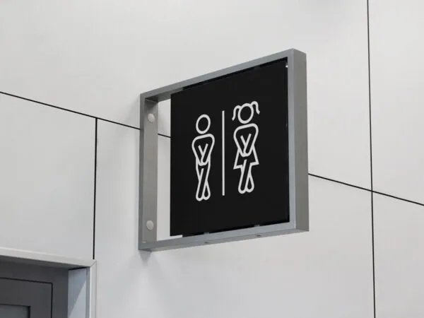 Indoor Signage Mockup Mounted on a Wall 1