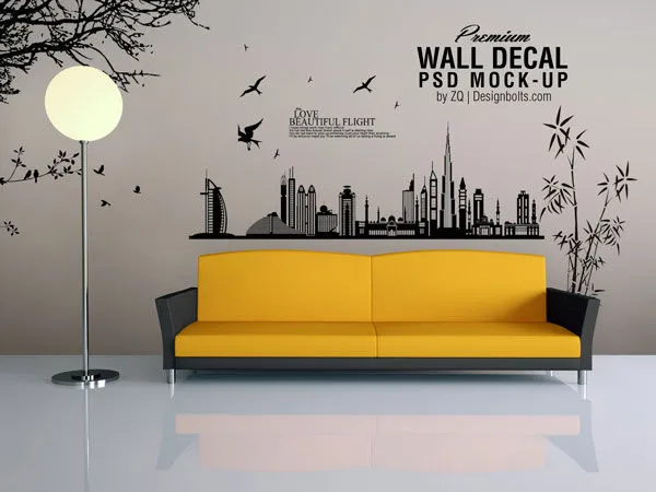 Indoor Wall Sticker Decal Mockup 1
