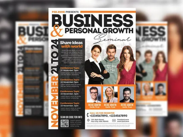 Infographic Business Seminar Ad Flyer Template 1