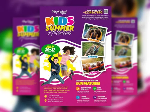 Infographic Colorful Kids Summer Camp Flyer Template 1