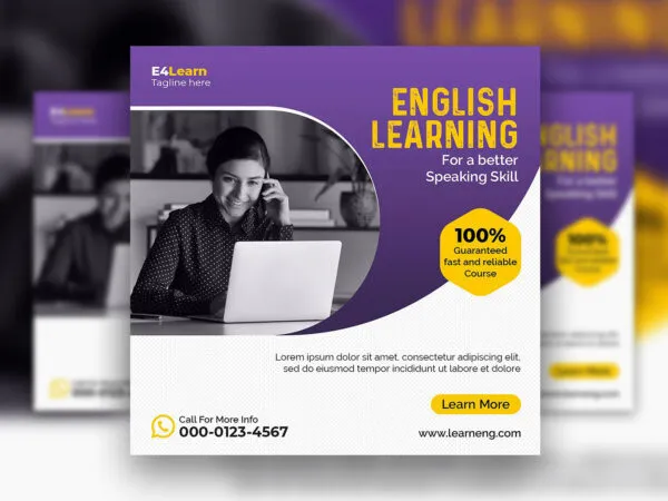 Infographic English Learning Flyer Instagram Post Template 1