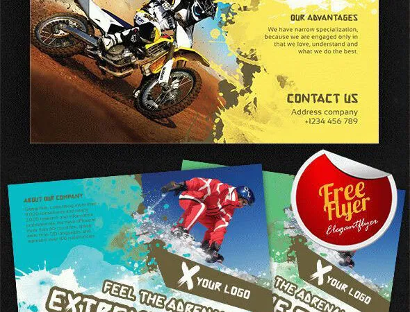 Infographic Extreme Sports Flyer Template and Facebook Cover 1