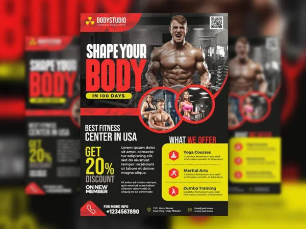 Infographic Gym and Fitness Center Flyer Template 1