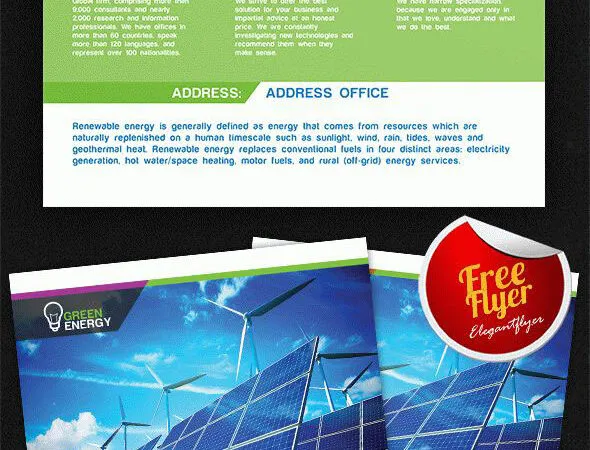 Infographic Modern Professional Green Energy Flyer Template and Facebook Cover 1