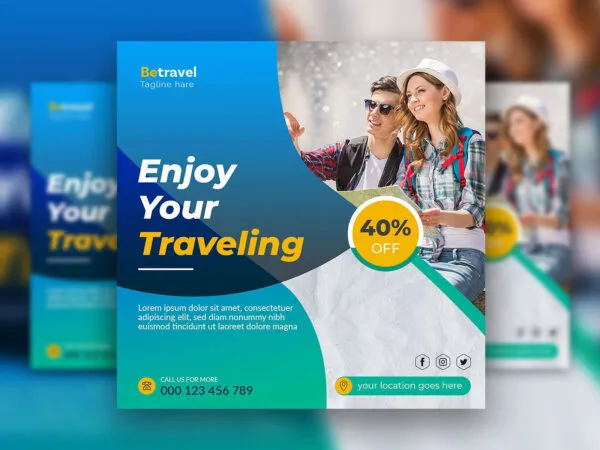 Infographic Modern Travelling Offer Flyer Instagram Post Template 1