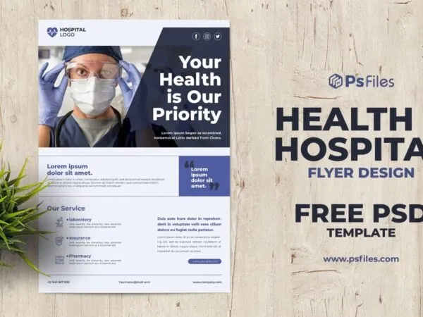 Infographic Professional Minimal Hospital Health Care Flyer Template 1