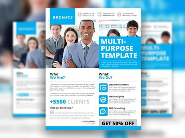 Infographic and Corporate Multipurpose Flyer Template in Four Colors 1