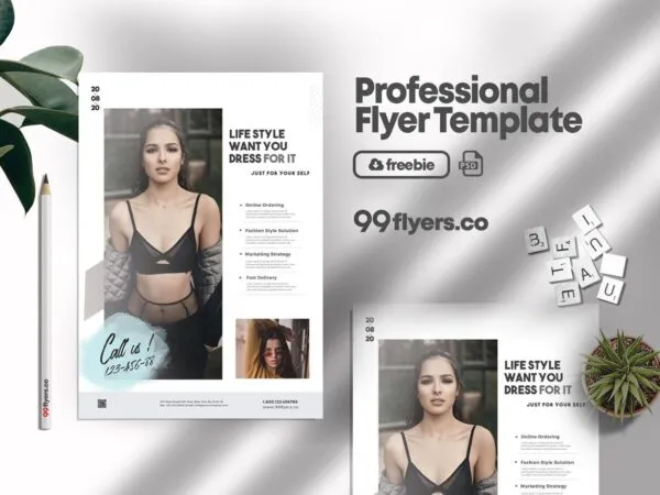 Infographic and Elegant Online Sale Flyer Template 1