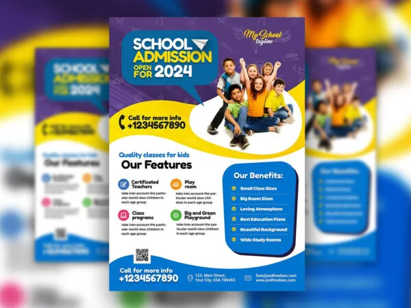 Infographic and Fun School Admission Flyer Template 1