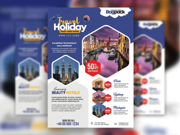 Infographic and Geometric Holiday Travel Advertisement Flyer Template 1