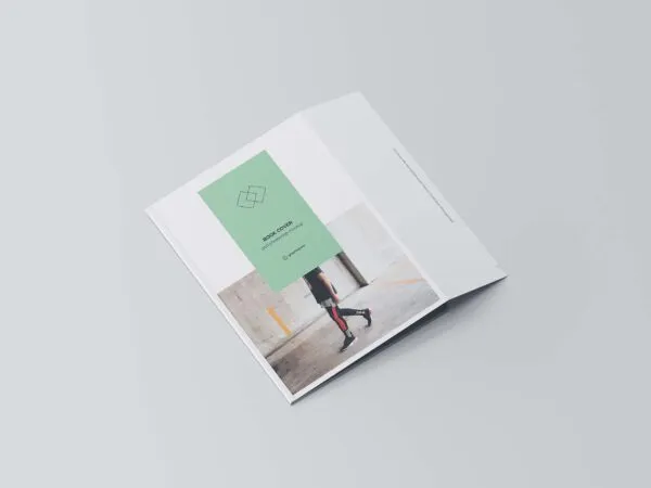Inner Folded Book Cover Mockup on a Solid Background 1