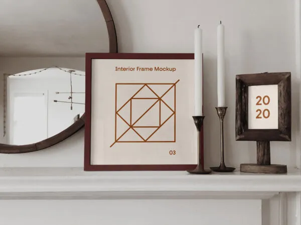 Interior Frame on a Console Table Front View Mockup 1