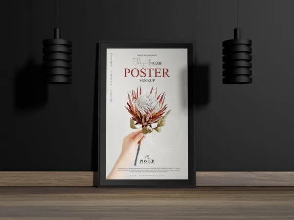 Interior Poster Mockup in a Black Scene 1
