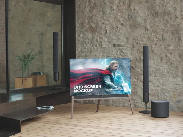 Interior UHD TV LCD Screen Mockup 1