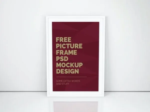 Interior Vertical Frame Mockup Leaning Against the Wall in Front View 1