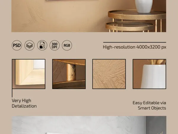 Interior Vertical Photo Frame Mockup Template 1