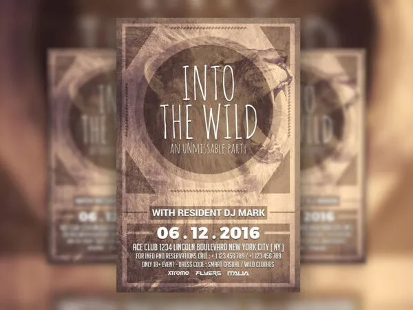 Into The Wild Party Flyer Template 1