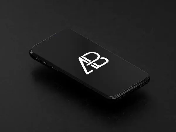 Isometric Black iPhone X Mockup on a Dark Background 1