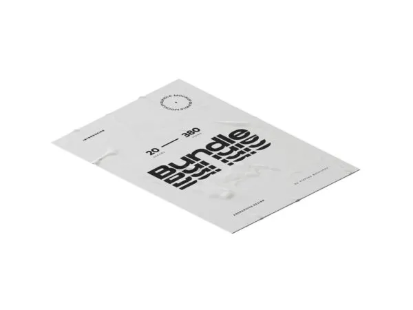 Isometric Crumpled A4 Paper Mockup on a Simple Surface 1