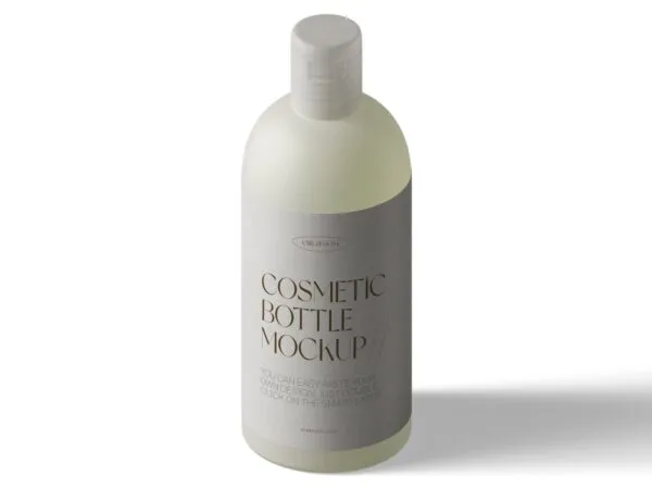 Isometric Vertical Clear Cosmetic Bottle Mockup 1