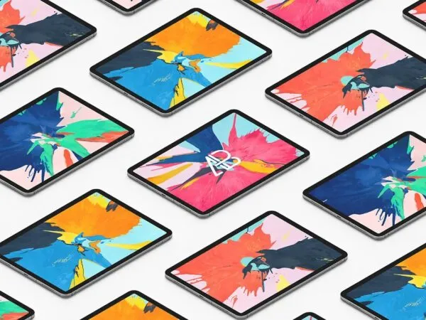 Isometric iPad Pro Perspective View Mockup 1